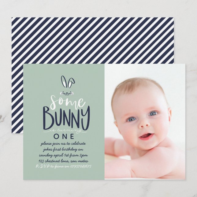 SOME BUNNY BIRTHDAY PARTY INVITATION (Front/Back)