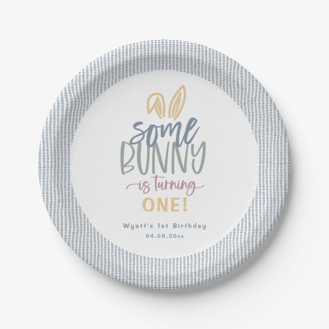 Some Bunny Birthday Party Paper Plate (Front)
