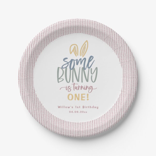 Some Bunny Birthday Party Paper Plate (Front)