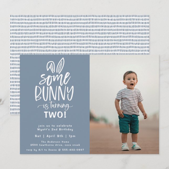 Some Bunny Birthday Party Photo Invitation (Front/Back)