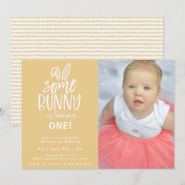Some Bunny Birthday Party Photo Invitation (Front/Back)