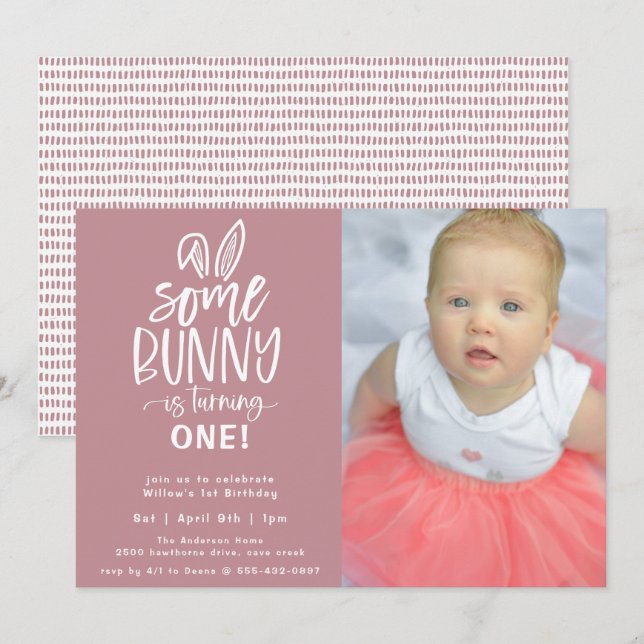 Some Bunny Birthday Party Photo Invitation (Front/Back)