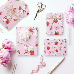 Some Bunny Birthday Pink Wrapping Paper Sheet