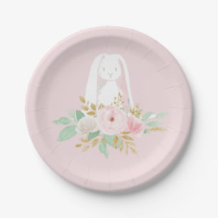 Some Bunny Birthday plates floral and Pink