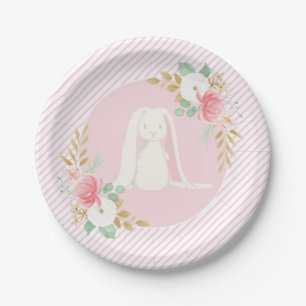 Some Bunny Birthday plates floral and Pink