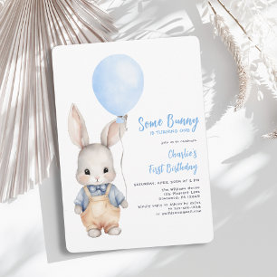 Some Bunny Blue Boy First Birthday Invitation
