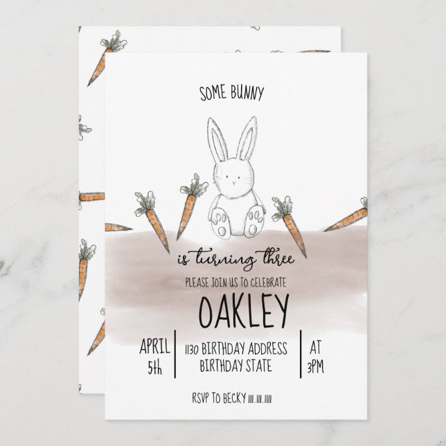 Some Bunny Boy Birthday  Invitation (Front/Back)