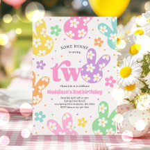 Some Bunny Daisy Floral Pastel Spring 2nd Birthday