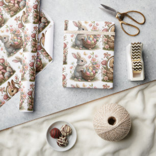 Some bunny easter Basket wildflower Wrapping Paper