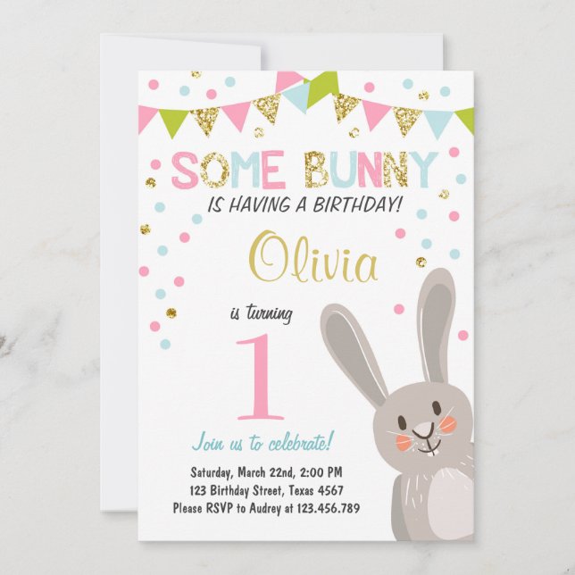Some Bunny Easter Spring Birthday Invitation (Front)