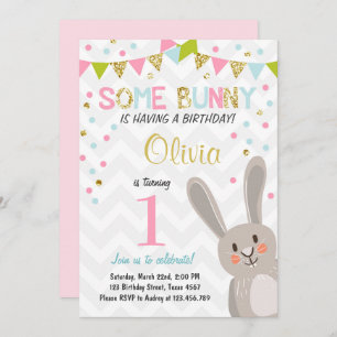 Some Bunny Easter Spring Birthday Invitation