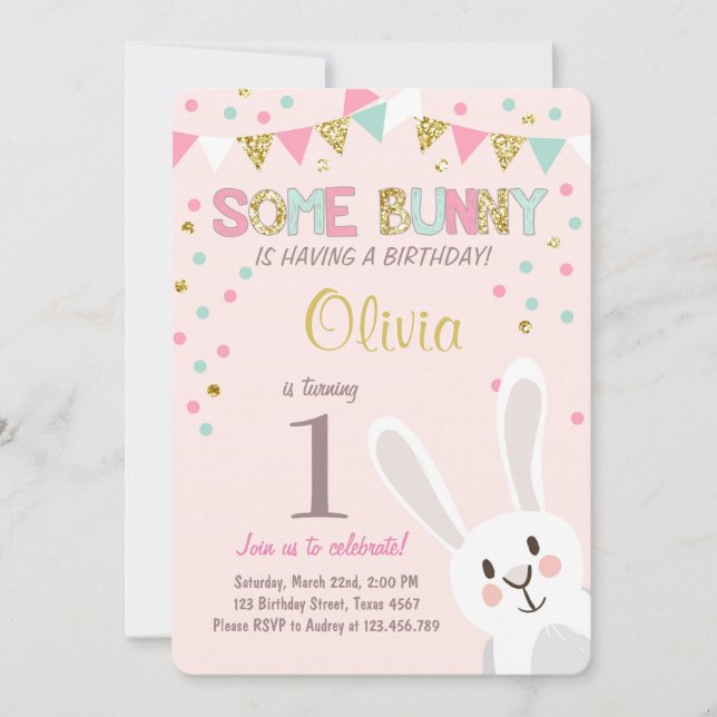 Some Bunny Easter Spring Birthday Invitation (Front)