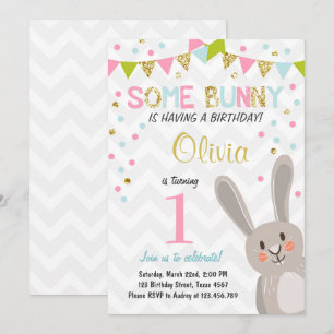 Some Bunny Easter Spring Birthday Invitation