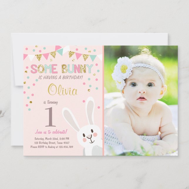 Some Bunny Easter Spring Birthday Invitation (Front)