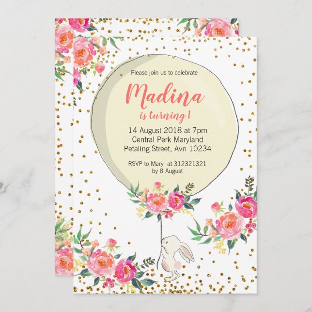 Some Bunny Easter Spring Birthday Invitations (Front/Back)