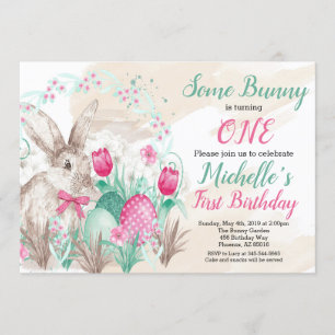 Some Bunny Easter Watercolor Birthday Invitation