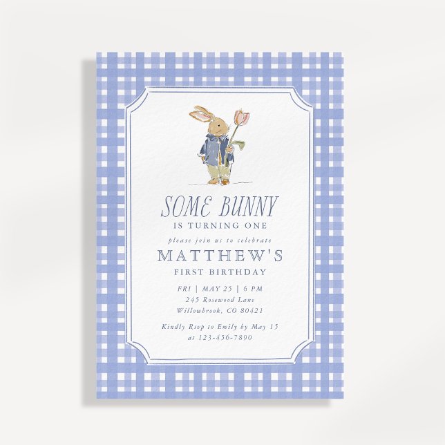Some Bunny First Birthday Boy Invitation (Creator Uploaded)