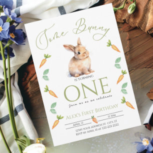 Some Bunny First birthday Carrots Customisable Invitation