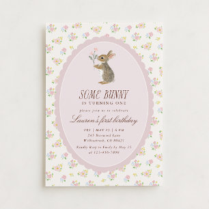 Some Bunny First Birthday Floral Invitation