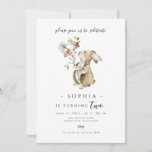 Some Bunny Girl Birthday modern minimalist  Invitation