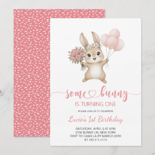  Some Bunny girl Birthday Party Invitation