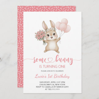 Some Bunny girl Birthday Party Invitation