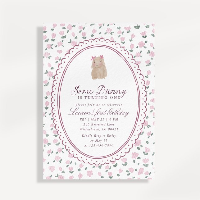 Some Bunny Girl First Birthday Invitation (Creator Uploaded)