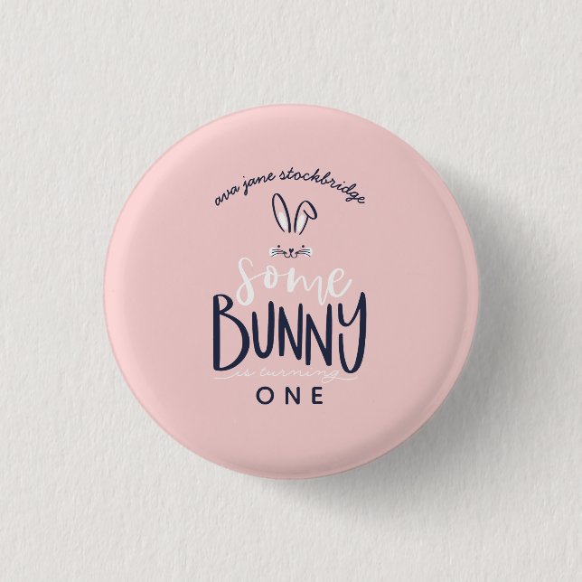 some bunny happy birthday party Button (Front)