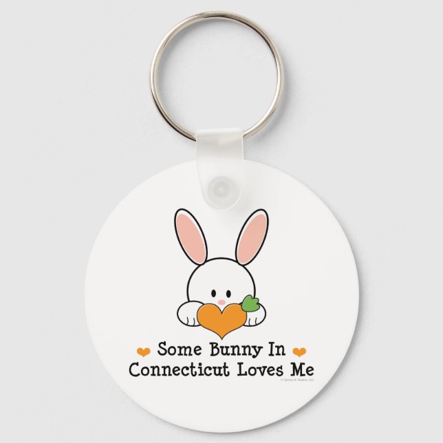 Some Bunny In Connecticut Loves Me Keychain (Front)
