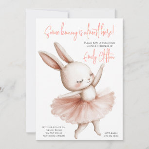 Some Bunny Is Almost Here Ballerina Baby Shower Invitation