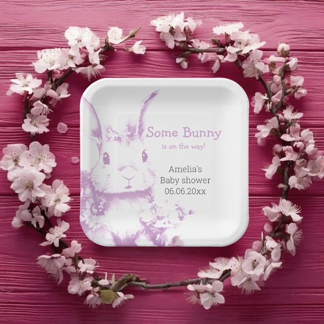 Some Bunny is coming Baby Shower  Paper Plate (Creator Uploaded)