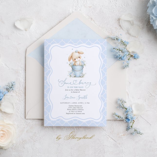Some Bunny Is On The Way Baby Shower Boy Invitation (Creator Uploaded)