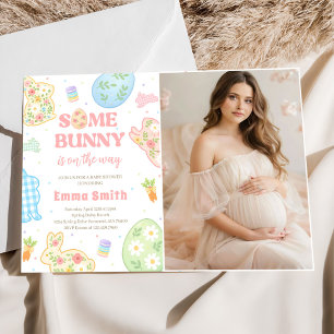 Some Bunny Is On The Way Baby Shower Photo Invitation