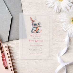 Some Bunny Is On the Way Baby Shower Vellum Invitations