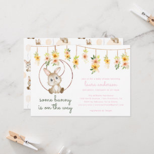 Some Bunny Is On The Way Boho Rabbit Baby Shower Invitation