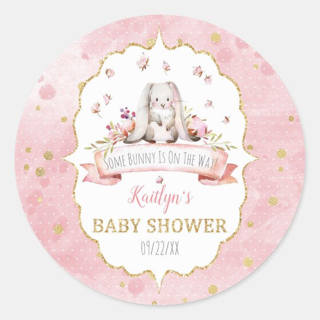 Some Bunny Is On The Way! Easter Baby Shower Classic Round Sticker (Front)