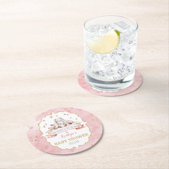 Some Bunny Is On The Way! Easter Baby Shower Round Paper Coaster (Insitu)