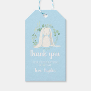 Some Bunny is One birthday favour tags blue