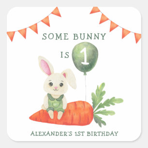Some Bunny is One Birthday Square Sticker