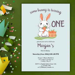 Some Bunny Is One Boys Girls 1st Birthday Invitation