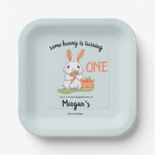 Some Bunny Is One Boys Girls 1st Birthday Paper Plate