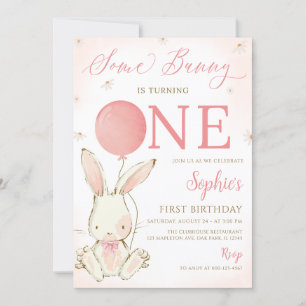 Some Bunny Is One Bunny 1st Birthday Party Invitation