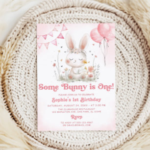 Some Bunny Is One Bunny 1st Birthday Party Invitation
