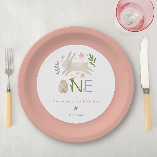 Some Bunny Is One Cute Girl's 1st Birthday Paper Plate (Creator Uploaded)