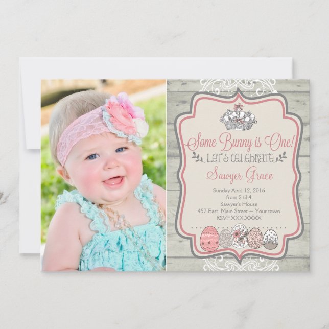 Some Bunny Is One Easter Birthday Party Invitation (Front)