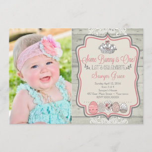 Some Bunny Is One Easter Birthday Party Invitation