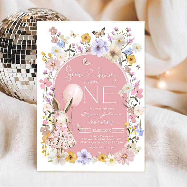 Some Bunny Is ONE First 1st Birthday Invitation (Creator Uploaded)