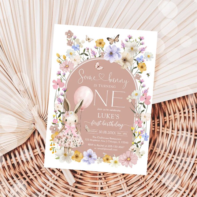 Some Bunny Is ONE First 1st Birthday Invitation (Creator Uploaded)