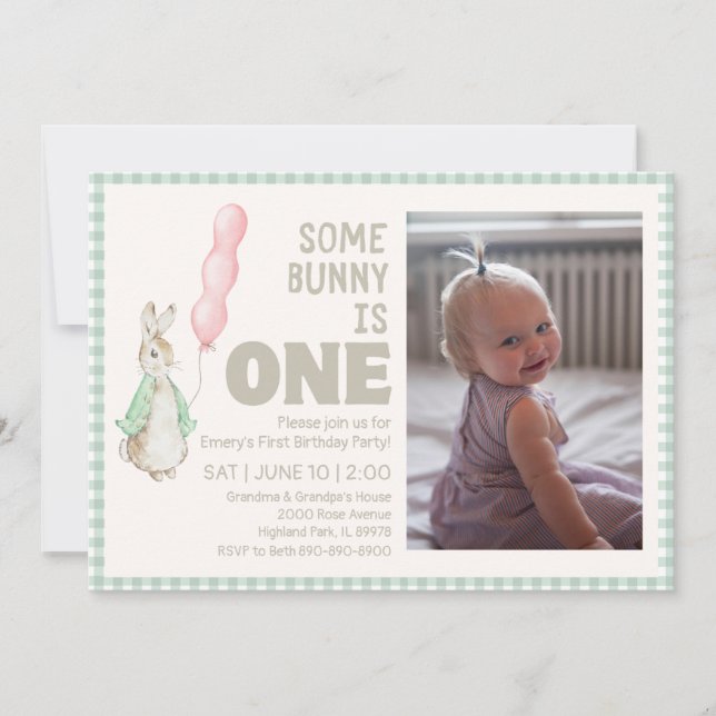 Some Bunny is ONE First Birthday Party Invitation (Front)