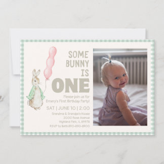 Some Bunny is ONE First Birthday Party Invitation